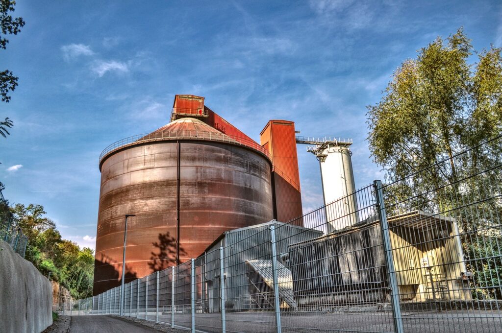 cement plant, silo, bicycle path-3733569.jpg